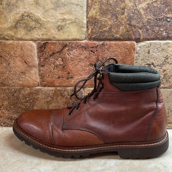 Genuine Leather Men’s Boots Lace Up Gumlite Vibram Made In USA Brown 10M - Picture 9 of 16
